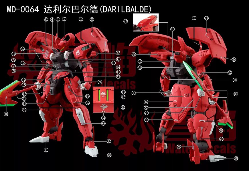 1/144 HG Darilbalde Gundam, водні декалі Snow Flame - флуоресцент HS000978 фото