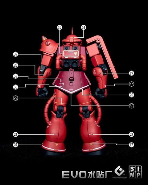 1/144 HG Zaku II Red+Green Gundam, водні декалі EVO - флуоресцент HS000991 фото