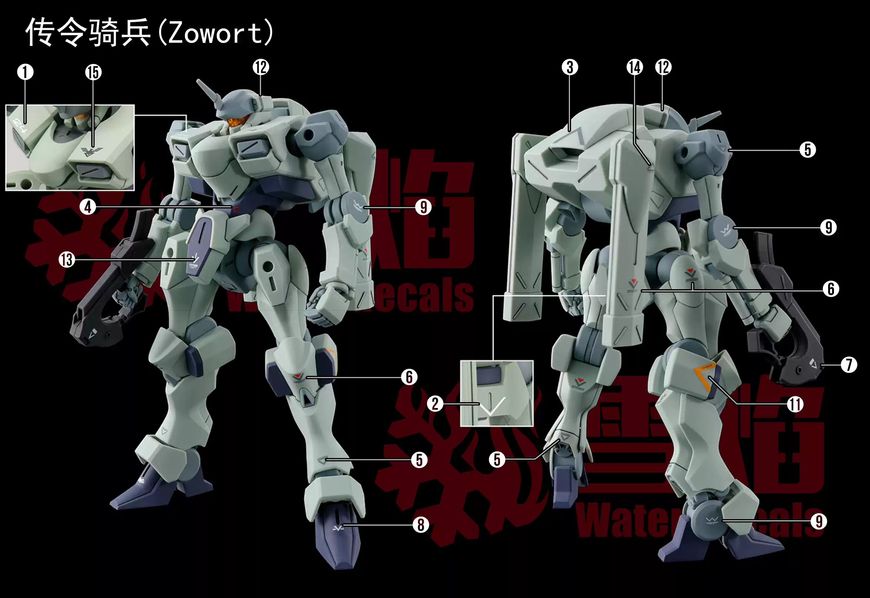 1/144 HG Pharact+Zowort+Tickbalang Gundam, водні декалі Snow Flame - флуоресцент HS000971 фото